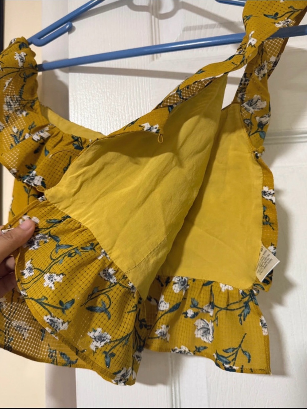 Tularosa Mustard Yellow Floral Ruffle Camisole